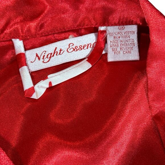 Night Essence Silk Sleepwear Shirt Red White Animal Print Oversized Woman's 3XL - Picture 5 of 5